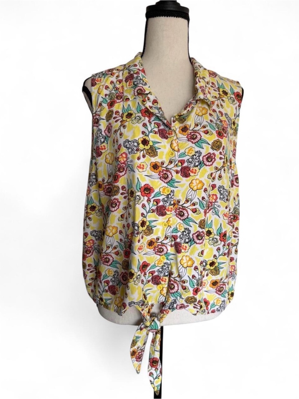 Her Universe Disney Beauty & The Beast Belle Floral Tie Front Button Up Top 2X